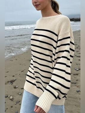 Brandy Melville Classic Striped 100% Cotton Sweater, OS